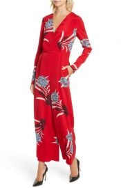 Diane von Furstenberg Floral Print Crossover Jumpsuit at Nordstrom